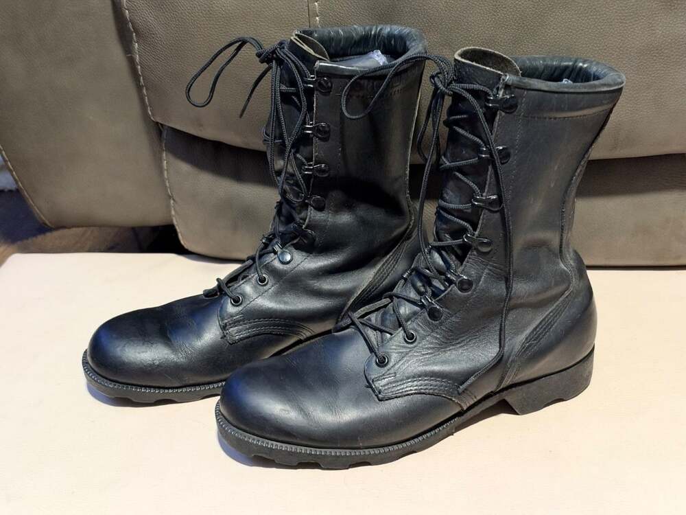 Ro-Search Panama Sole Speed Lace Combat Boots Mens 8 Black Military Leather